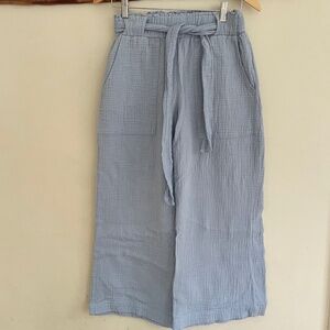 Banjara Anthropologie | Wide Leg Cotton Boho Crop Pants Pastel Baby Blue M